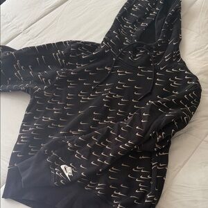 Nike Black Hoodie with Cream Swoosh Allover Print